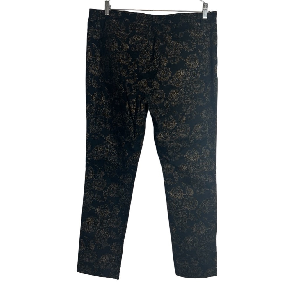 LAUREN RALPH LAUREN Denim Tapestry Print Jeans in Black and Gold Size 16 - Picture 4 of 9